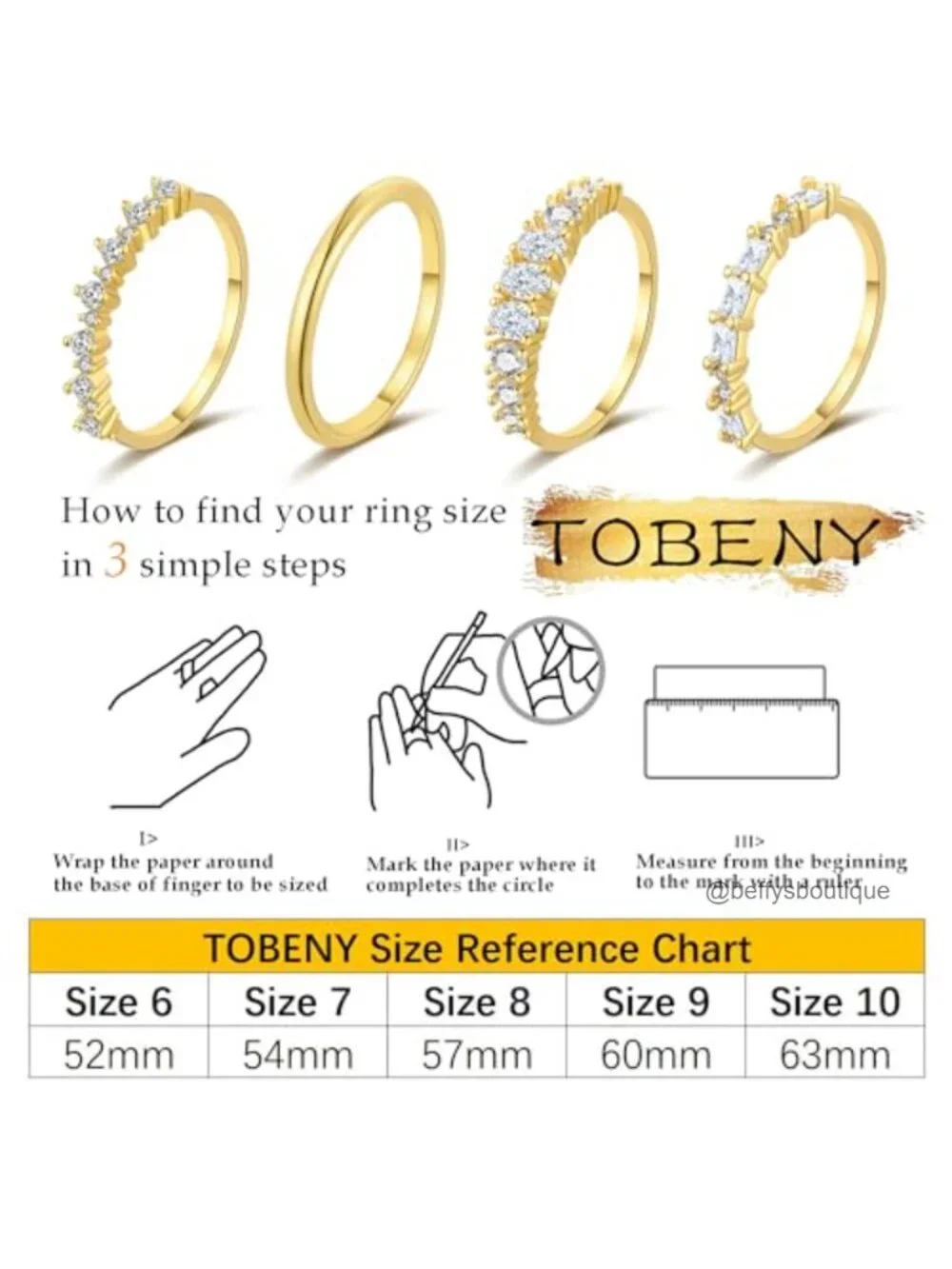 14K Gold Plated Stacking Ring Set for Women Non Tarnish Cubic Zirconia Hip-Hop